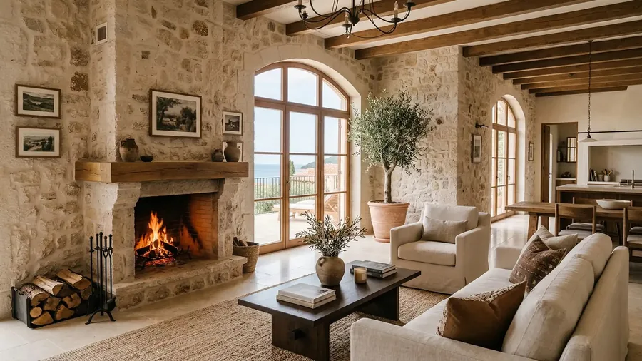 The living room of Villa Anse