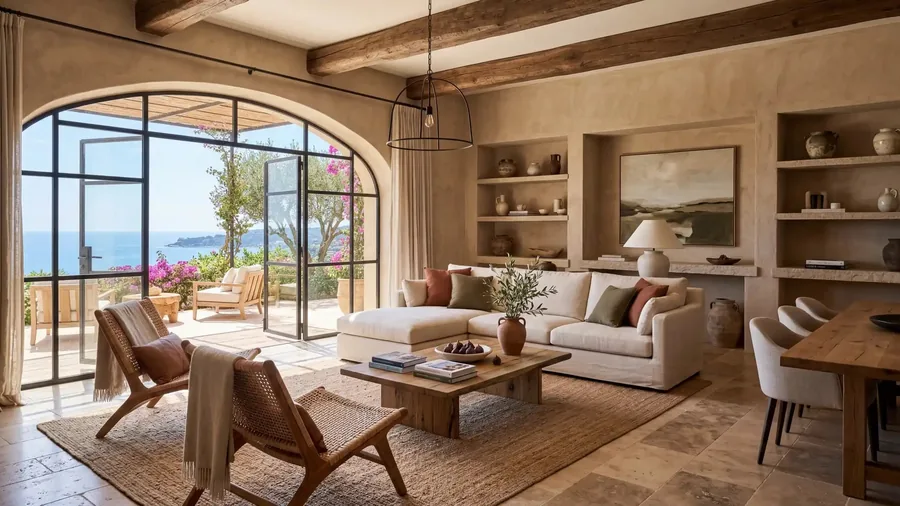 The living room of Villa Kyma